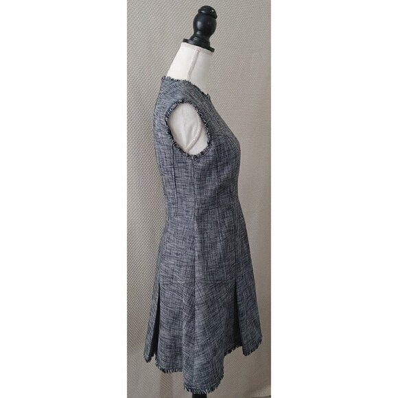 NWOT Rebecca Taylor Sleeveless Slub Suiting Gray Drop Waist Dress Size 4 - Picture 8 of 10